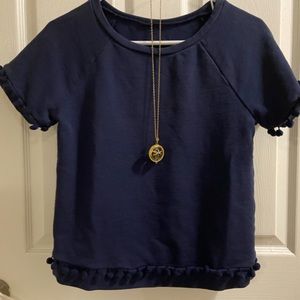 ModCloth navy T-shirt with necklace